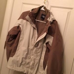 Cream and Dark Tan waterproof Hyvent Rain Jacket